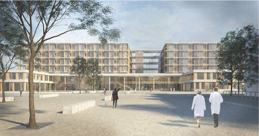 Architektenwettbewerb für Klinikum Offenburg, 1.Preis Ludes Architekten, Haupteingang Bildnachweis: Ludes Architekten