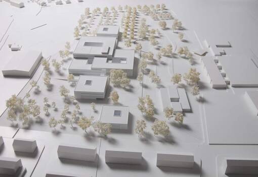 1. Preis gmp International mit WES GmbH Landschaftsarchitektur - Modellansicht Bild: BÄUMLE Architekten I Stadtplaner